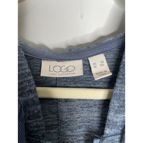 LOGO Lori Goldstein Jacket Womens 3X Blue Heather Sweater Hoodie Tunic Pockets - Picture 4 of 8